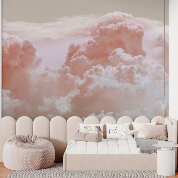 Fototapeta Puszyste różowe chmury na niebie