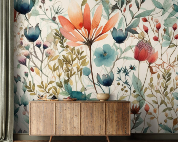 Ilustracja botaniczna z żywymi kwiatami Fototapeta Ilustracja botaniczna z żywymi kwiatami