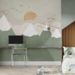 Fototapeta Dwupłatowce szybują nad ośnieżonymi szczytami