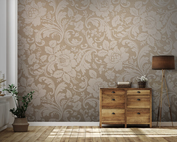 Fototapeta Kwiatowy wzór na beżowym tle