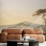 Fototapeta Krajobraz z miastem i zbiornikiem wodnym