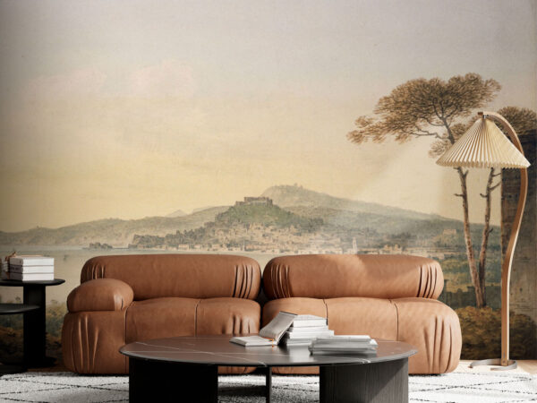 Fototapeta Krajobraz z miastem i zbiornikiem wodnym