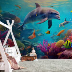 Fototapeta Delfin pływający w rafie koralowej