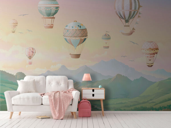 Balon na ogrzane powietrze z flagami Fototapeta Balon na ogrzane powietrze z flagami