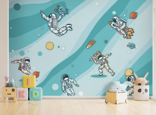 Grupa astronautów w przestrzeni kosmicznej Fototapeta Grupa astronautów w przestrzeni kosmicznej