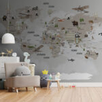 Fototapeta Mapa świata ze zwierzętami