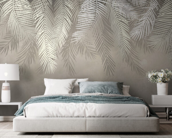 Fototapeta Fototapeta Tropikalny wzór liści w delikatnych odcieniach (SKU: u93104v1)