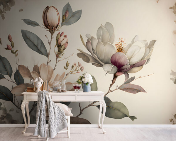 Magnolia kwitnie z wdziękiem i elegancją Fototapeta Magnolia kwitnie z wdziękiem i elegancją