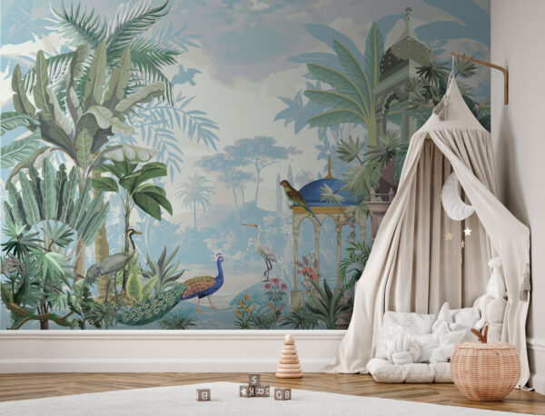Mural z ptakami i roślinami Fototapeta Mural z ptakami i roślinami