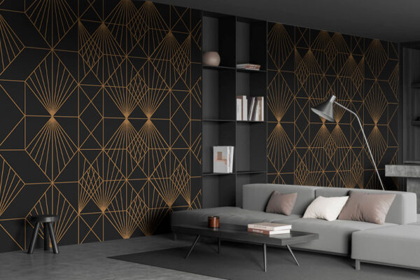Skomplikowany geometryczny wzór na czarnym tle Fototapeta Skomplikowany geometryczny wzór na czarnym tle
