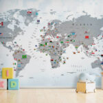 Fototapeta Mapa Australii z flagami