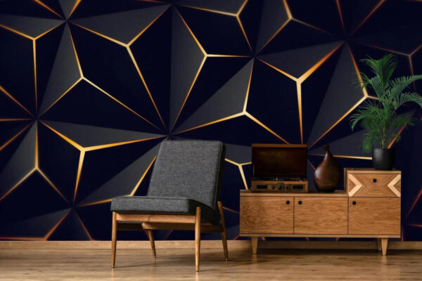 Abstrakcyjny geometryczny wzór w kolorze czarnym i bursztynowym Fototapeta Abstrakcyjny geometryczny wzór w kolorze czarnym i bursztynowym