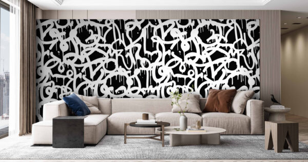 Czarno-białe graffiti Fototapeta Czarno-białe graffiti