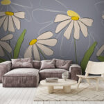 Fototapeta Rysunek kwiatów na szarym tle