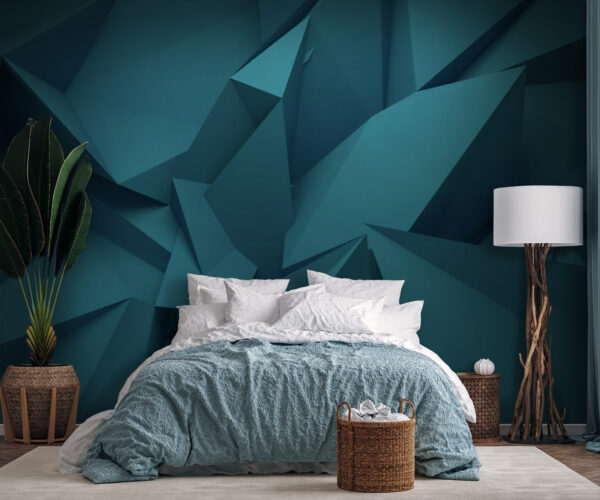 Abstrakcyjny wzór w niebieskie geometryczne kształty Fototapeta Abstrakcyjny wzór w niebieskie geometryczne kształty