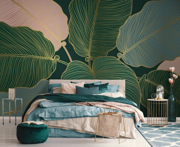 Fototapeta Tropikalne liście w artystycznym stylu