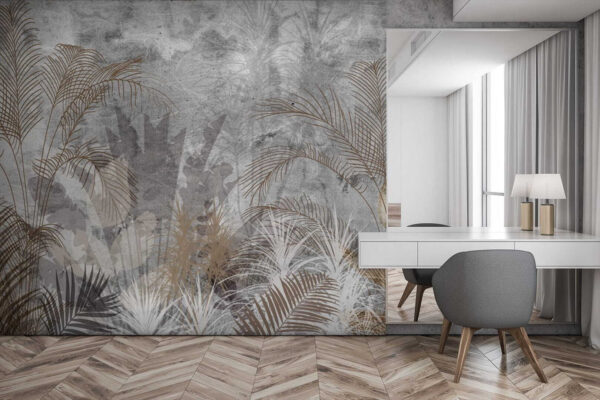 Elegancki botaniczny wzór na teksturowanym tle Fototapeta Elegancki botaniczny wzór na teksturowanym tle