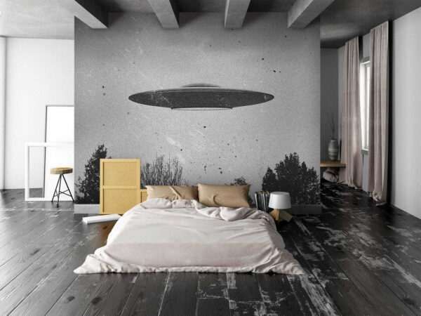 Ufo przelatujące nad drzewami Fototapeta Ufo przelatujące nad drzewami