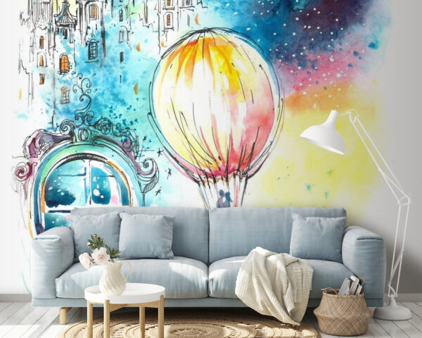 Balon na ogrzane powietrze na niebie Fototapeta Balon na ogrzane powietrze na niebie