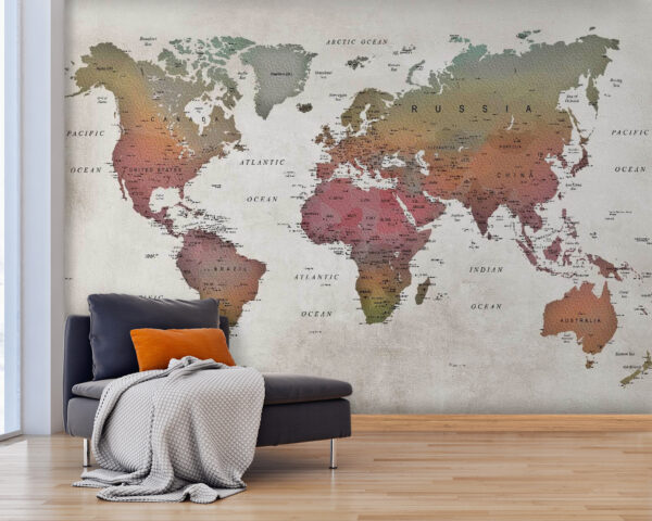 Mapa Australii z czarnym tekstem Fototapeta Mapa Australii z czarnym tekstem