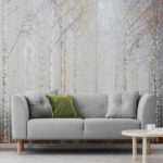 Fototapeta Grupa drzew w mglistym lesie