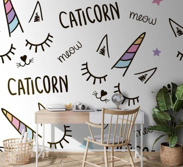 Fototapeta Wzór jednorożca z oczami i uszami