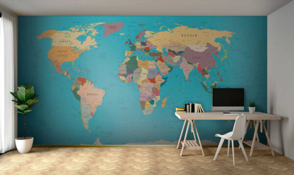 Mapa Australii z czarnym tekstem Fototapeta Mapa Australii z czarnym tekstem