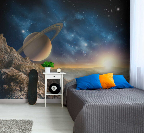 Planeta z pierścieniami na niebie Fototapeta Planeta z pierścieniami na niebie
