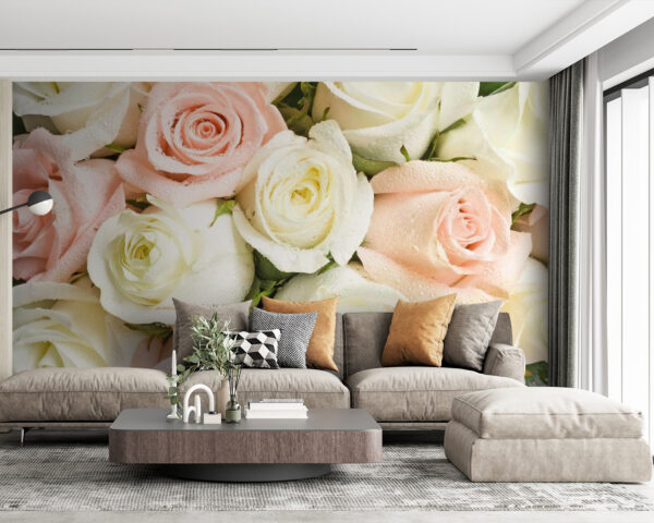 Grupa różowych i białych róż Fototapeta Grupa różowych i białych róż