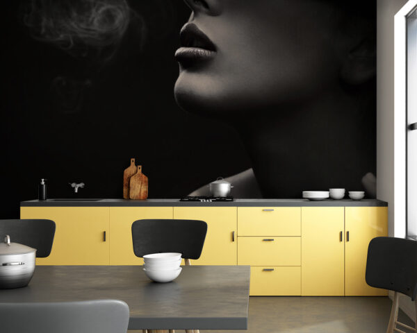 Fototapeta Kobieta w kapeluszu i paląca papierosy