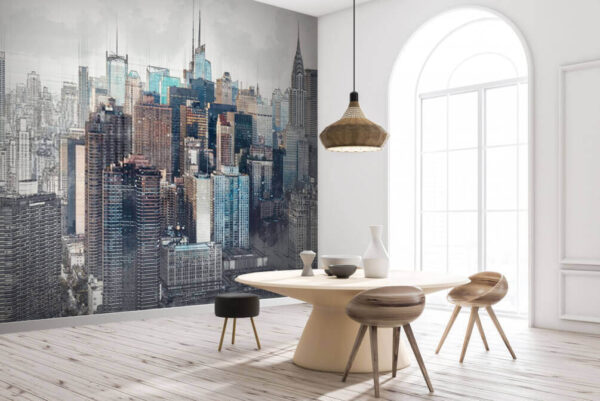 Ilustracja przedstawiająca panoramę Nowego Jorku Fototapeta Ilustracja przedstawiająca panoramę Nowego Jorku
