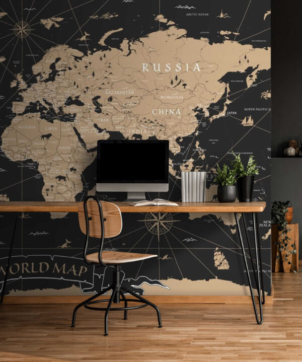 Mapa Vintage: Przegląd świata Fototapeta Mapa Vintage: Przegląd świata