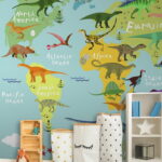 Fototapeta Mapa dinozaurów z białym tekstem