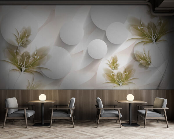 Fototapeta Biało-zielony kwiatowy wzór