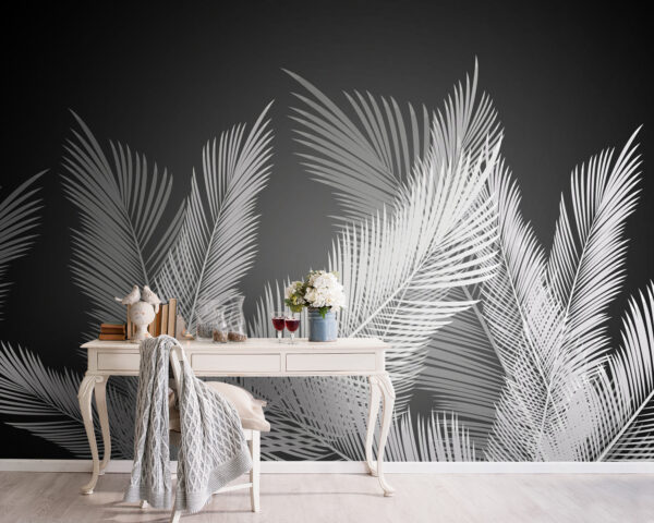 Fototapeta Fototapeta Białe pióra na czarnym tle (SKU: u47260)