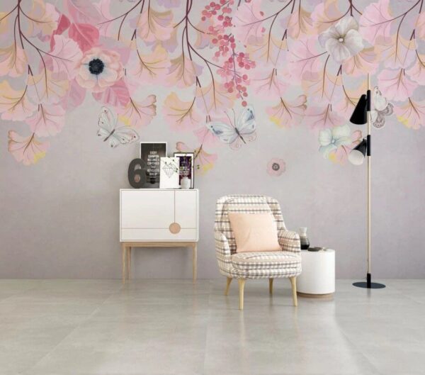 Malowanie kwiatów i motyli Fototapeta Malowanie kwiatów i motyli