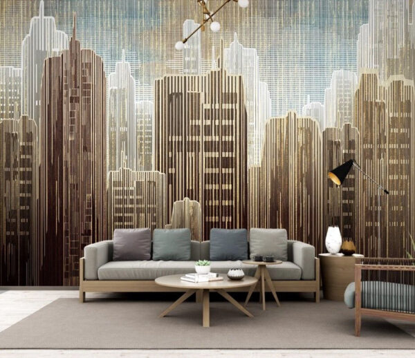 Miejska panorama z pionowymi liniami Fototapeta Miejska panorama z pionowymi liniami