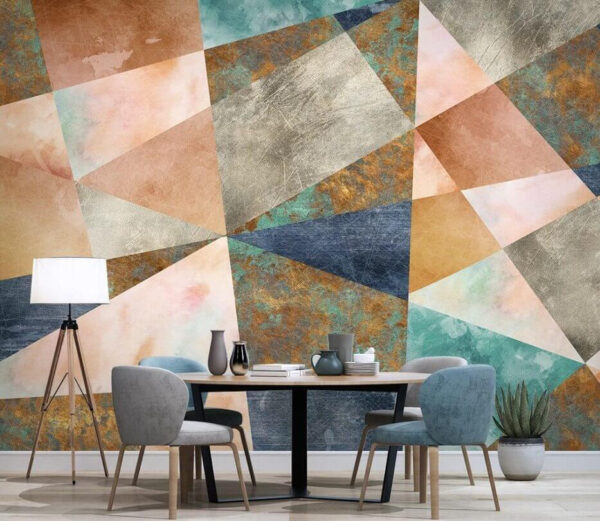 Geometryczny wzór z teksturowanymi kolorami Fototapeta Geometryczny wzór z teksturowanymi kolorami