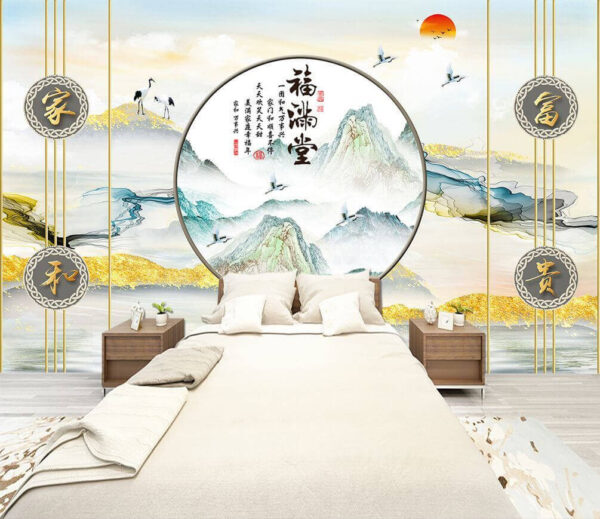 Fototapeta Malowanie gór i ptaków