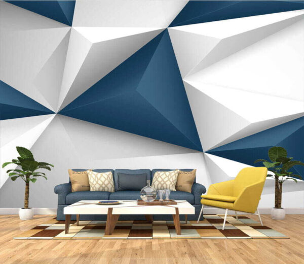 Białe i niebieskie geometryczne kształty Fototapeta Białe i niebieskie geometryczne kształty