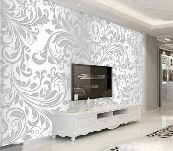 Elegancki srebrny wzór w kwiaty Fototapeta Elegancki srebrny wzór w kwiaty