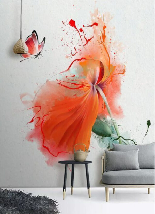 Motyl i kwiat w żywych kolorach Fototapeta Motyl i kwiat w żywych kolorach