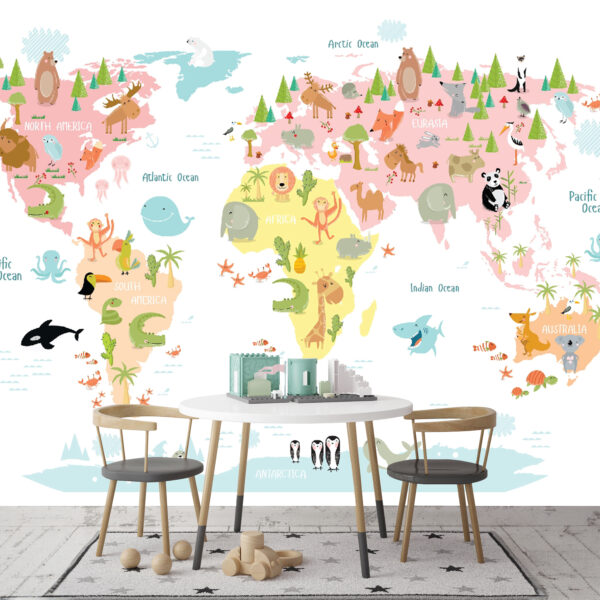 Mapa Afryki ze zwierzętami Fototapeta Mapa Afryki ze zwierzętami