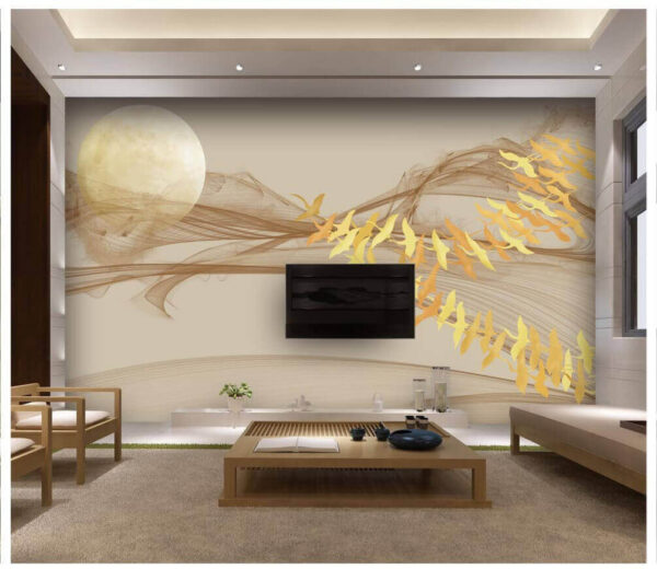 Fototapeta Księżyc i ptaki latające po niebie