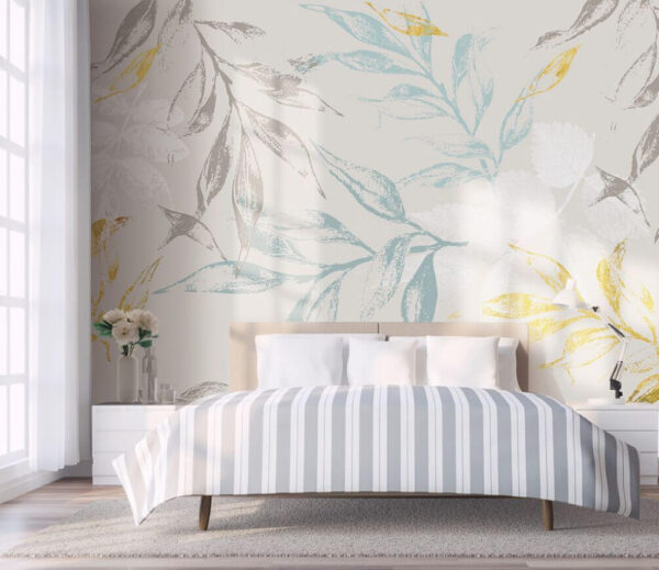 Fototapeta Delikatne liście w stonowanych kolorach