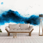 Fototapeta Eksplozja niebieskiego proszku na białym tle