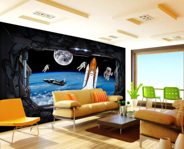 Prom kosmiczny i astronauci w przestrzeni kosmicznej Fototapeta Prom kosmiczny i astronauci w przestrzeni kosmicznej