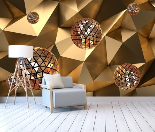 Pływające geometryczne kule w harmonii Fototapeta Pływające geometryczne kule w harmonii