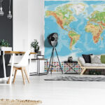 Fototapeta Mapa świata z różnymi flagami