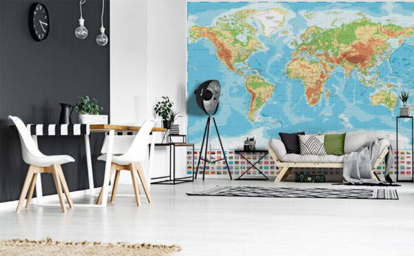 Mapa świata z różnymi flagami Fototapeta Mapa świata z różnymi flagami
